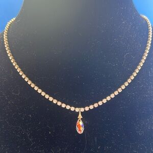 Handmade Swarovski Crystal and Rhinestone Necklace Earring Set